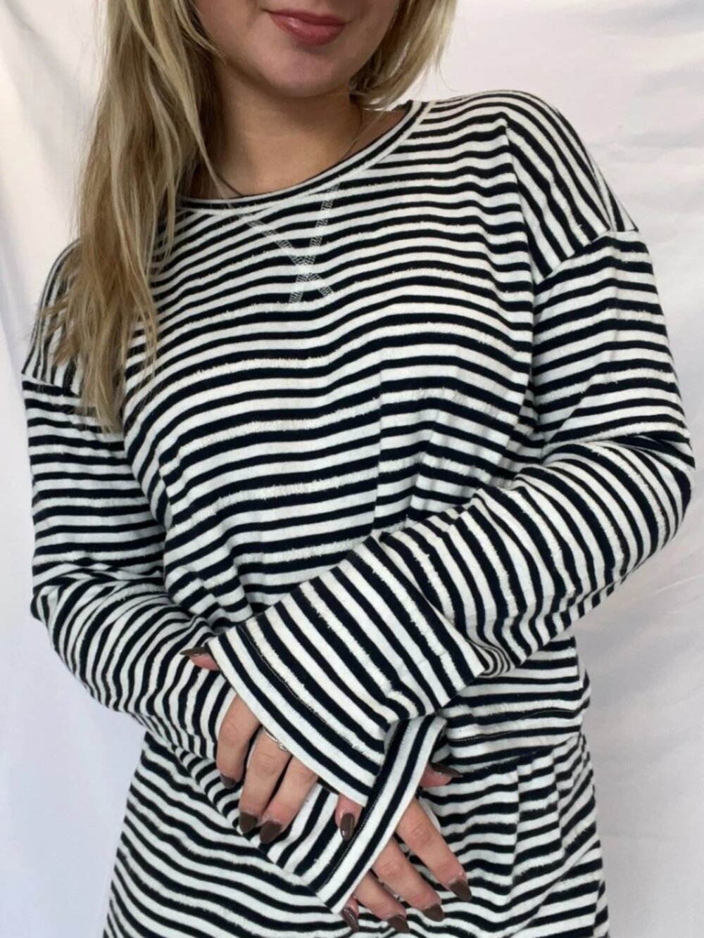 Bobi Navy White Pullover